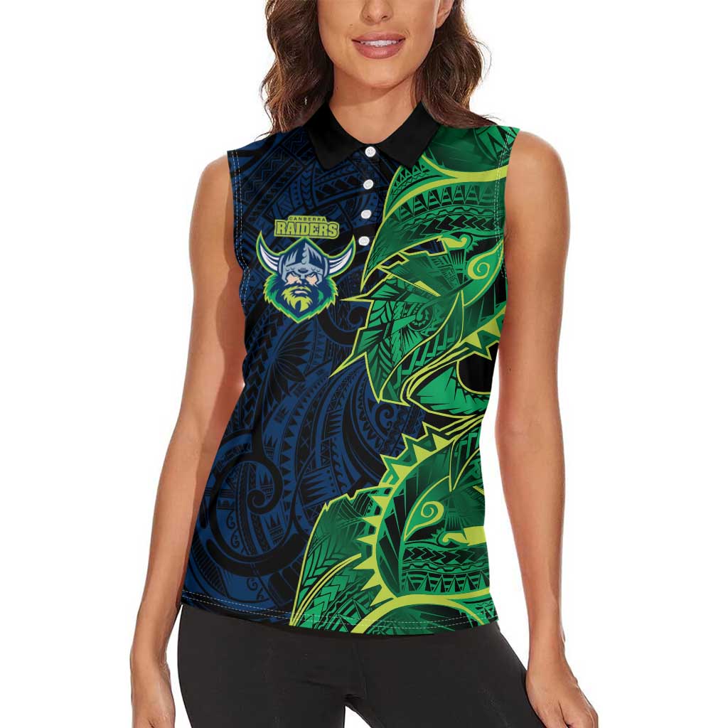Canberra Raiders Women Sleeveless Polo Shirt Polynesian Tribal Tattoo Pacific Sport Art
