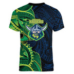 Canberra Raiders Women V-Neck T-Shirt Polynesian Tribal Tattoo Pacific Sport Art