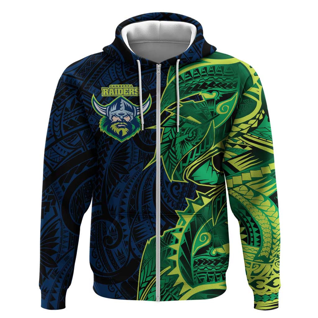 Canberra Raiders Zip Hoodie Polynesian Tribal Tattoo Pacific Sport Art