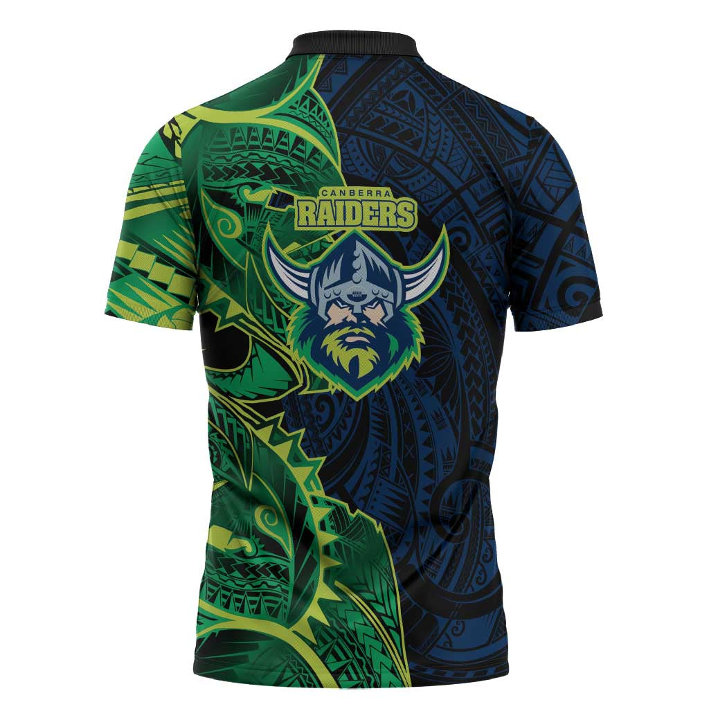 Canberra Raiders Zipper Polo Shirt Polynesian Tribal Tattoo Pacific Sport Art