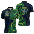 Canberra Raiders Zipper Polo Shirt Polynesian Tribal Tattoo Pacific Sport Art