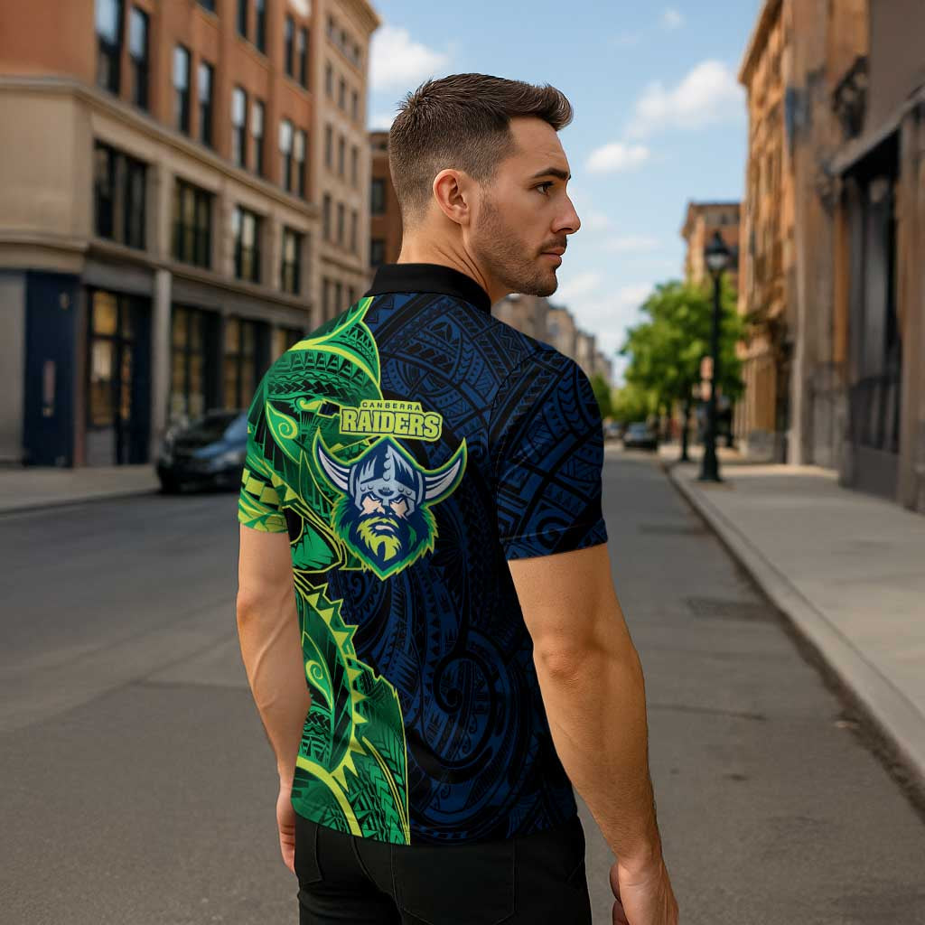 Canberra Raiders Zipper Polo Shirt Polynesian Tribal Tattoo Pacific Sport Art