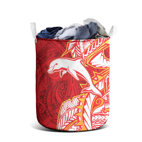 Dolphins Laundry Basket Polynesian Tribal Tattoo Pacific Sport Art