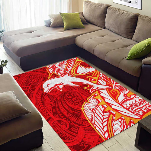 Dolphins Area Rug Polynesian Tribal Tattoo Pacific Sport Art