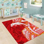Dolphins Area Rug Polynesian Tribal Tattoo Pacific Sport Art