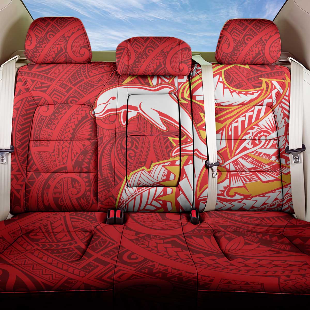 Dolphins Back Car Seat Cover Polynesian Tribal Tattoo Pacific Sport Art