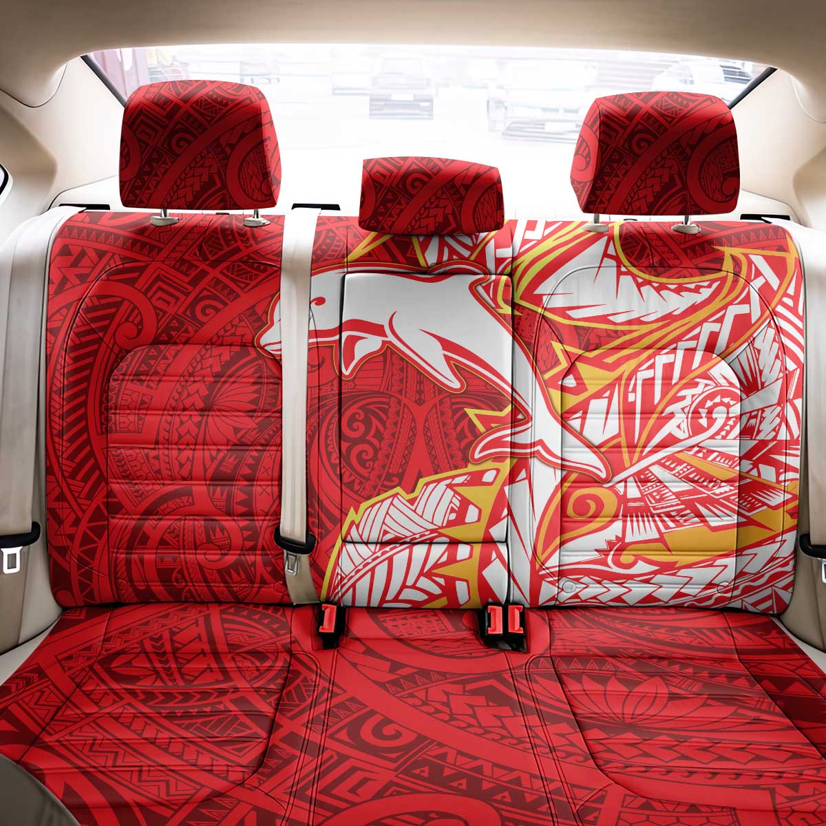 Dolphins Back Car Seat Cover Polynesian Tribal Tattoo Pacific Sport Art