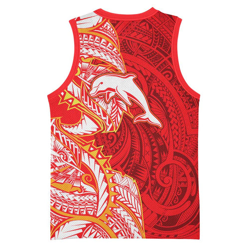 Dolphins Basketball Jersey Polynesian Tribal Tattoo Pacific Sport Art