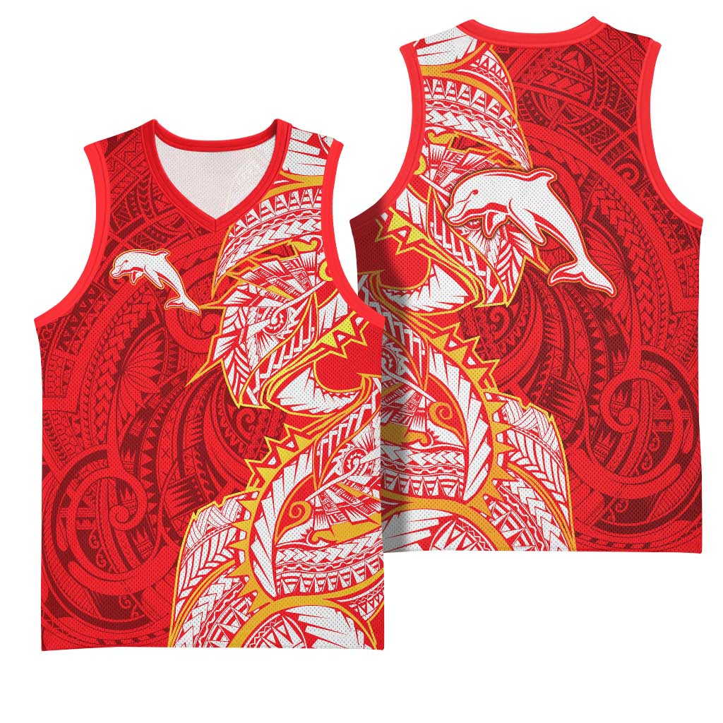 Dolphins Basketball Jersey Polynesian Tribal Tattoo Pacific Sport Art