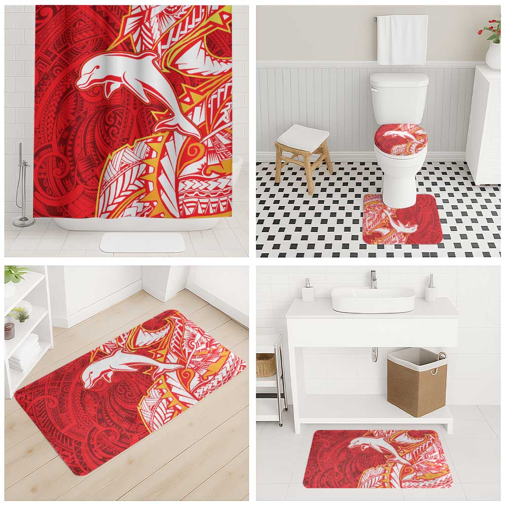 Dolphins Bathroom Set Polynesian Tribal Tattoo Pacific Sport Art