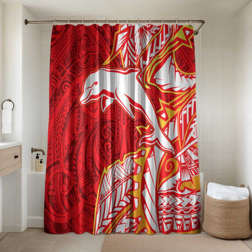 Dolphins Bathroom Set Polynesian Tribal Tattoo Pacific Sport Art