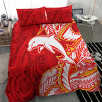Dolphins Bedding Set Polynesian Tribal Tattoo Pacific Sport Art