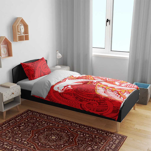 Dolphins Bedding Set Polynesian Tribal Tattoo Pacific Sport Art