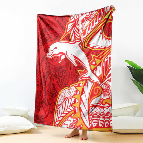Dolphins Blanket Polynesian Tribal Tattoo Pacific Sport Art