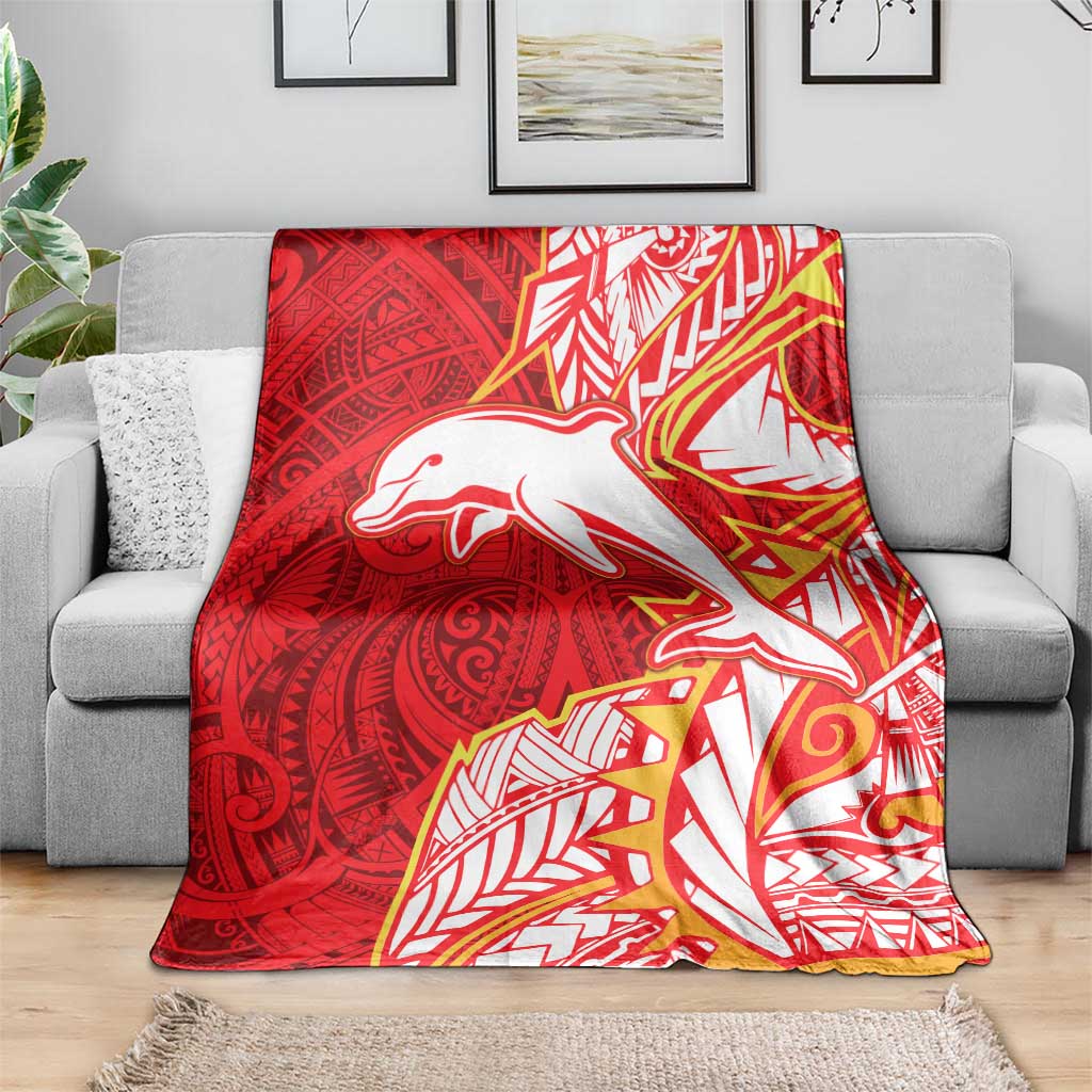 Dolphins Blanket Polynesian Tribal Tattoo Pacific Sport Art