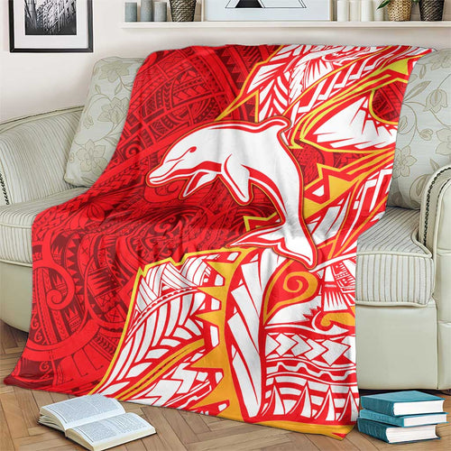 Dolphins Blanket Polynesian Tribal Tattoo Pacific Sport Art