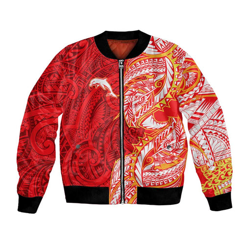 Dolphins Bomber Jacket Polynesian Tribal Tattoo Pacific Sport Art