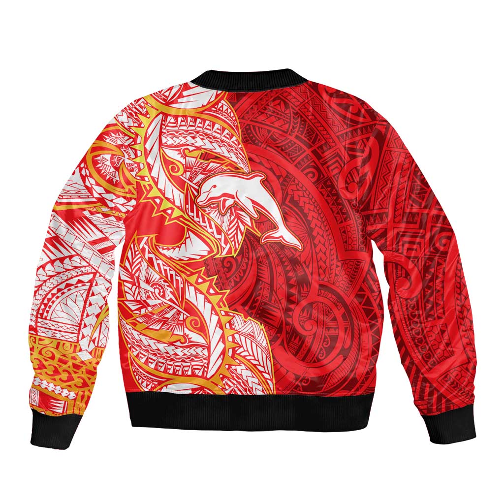 Dolphins Bomber Jacket Polynesian Tribal Tattoo Pacific Sport Art
