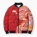 Dolphins Bomber Puffer Jacket Polynesian Tribal Tattoo Pacific Sport Art