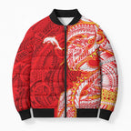 Dolphins Bomber Puffer Jacket Polynesian Tribal Tattoo Pacific Sport Art