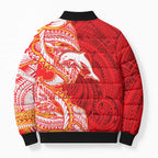 Dolphins Bomber Puffer Jacket Polynesian Tribal Tattoo Pacific Sport Art