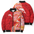 Dolphins Bomber Puffer Jacket Polynesian Tribal Tattoo Pacific Sport Art