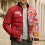 Dolphins Bomber Puffer Jacket Polynesian Tribal Tattoo Pacific Sport Art