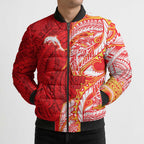 Dolphins Bomber Puffer Jacket Polynesian Tribal Tattoo Pacific Sport Art