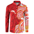 Dolphins Button Sweatshirt Polynesian Tribal Tattoo Pacific Sport Art