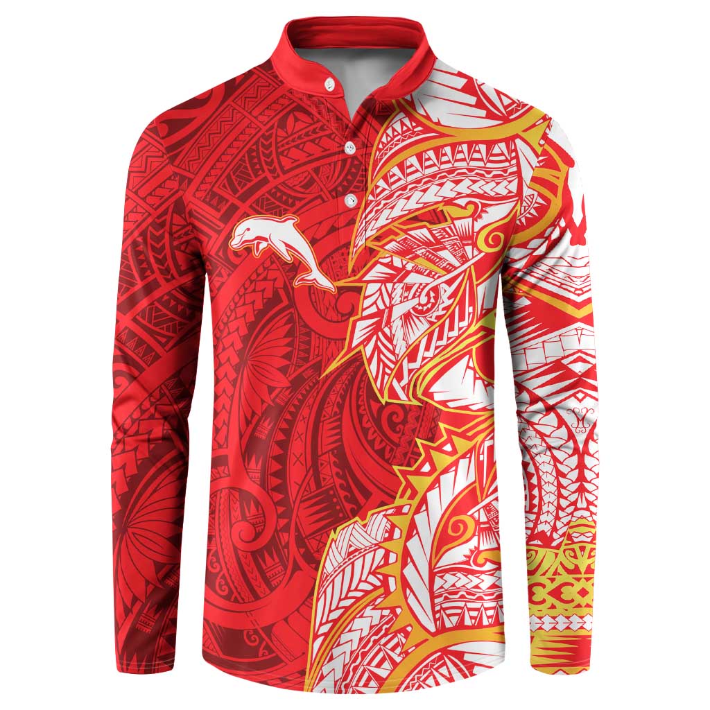 Dolphins Button Sweatshirt Polynesian Tribal Tattoo Pacific Sport Art