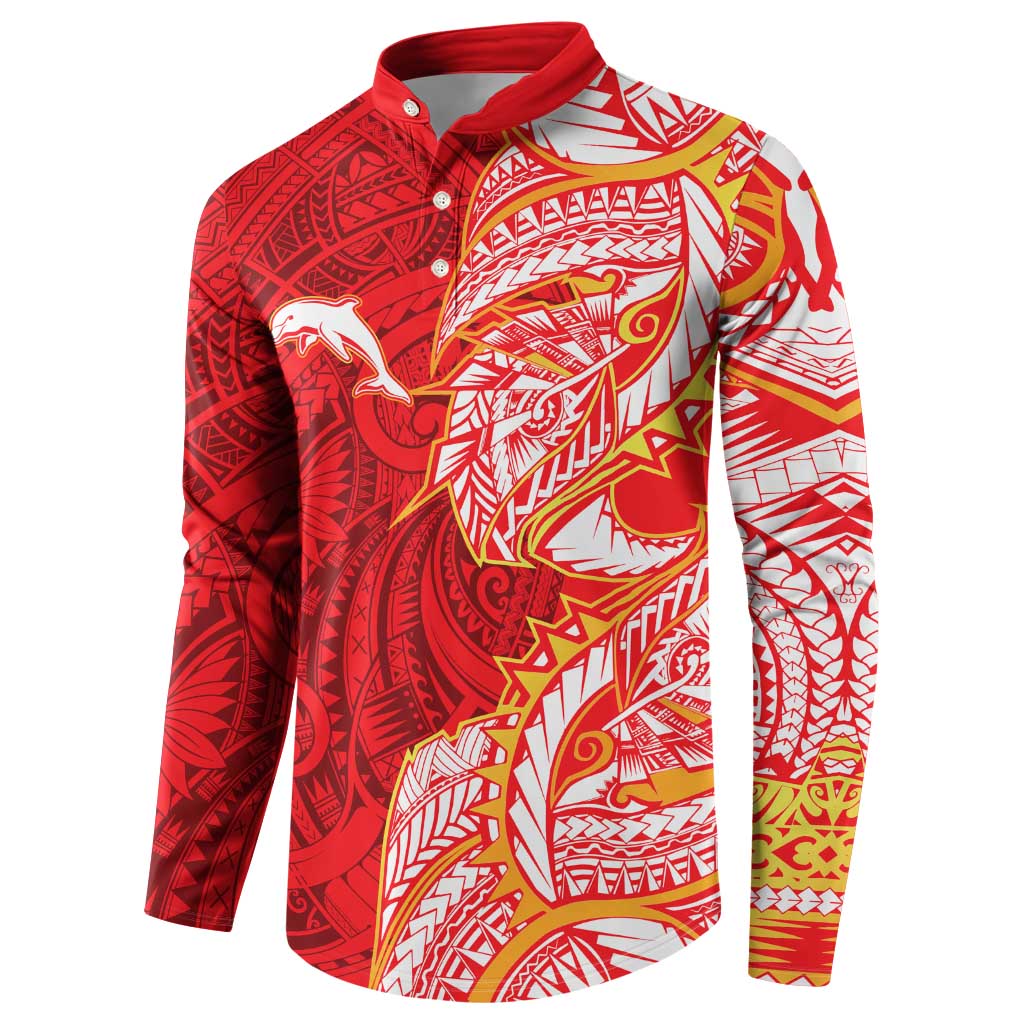 Dolphins Button Sweatshirt Polynesian Tribal Tattoo Pacific Sport Art