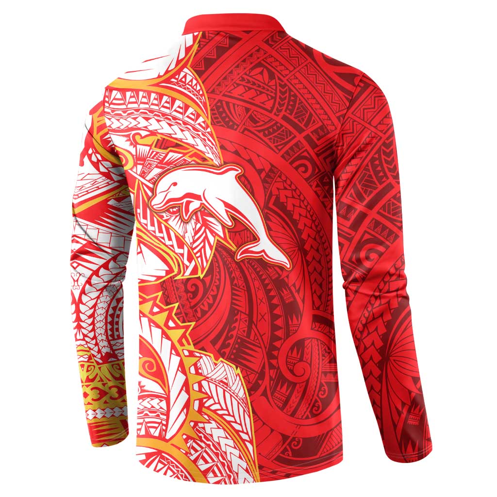 Dolphins Button Sweatshirt Polynesian Tribal Tattoo Pacific Sport Art