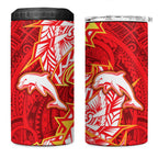 Dolphins 4 in 1 Can Cooler Tumbler Polynesian Tribal Tattoo Pacific Sport Art