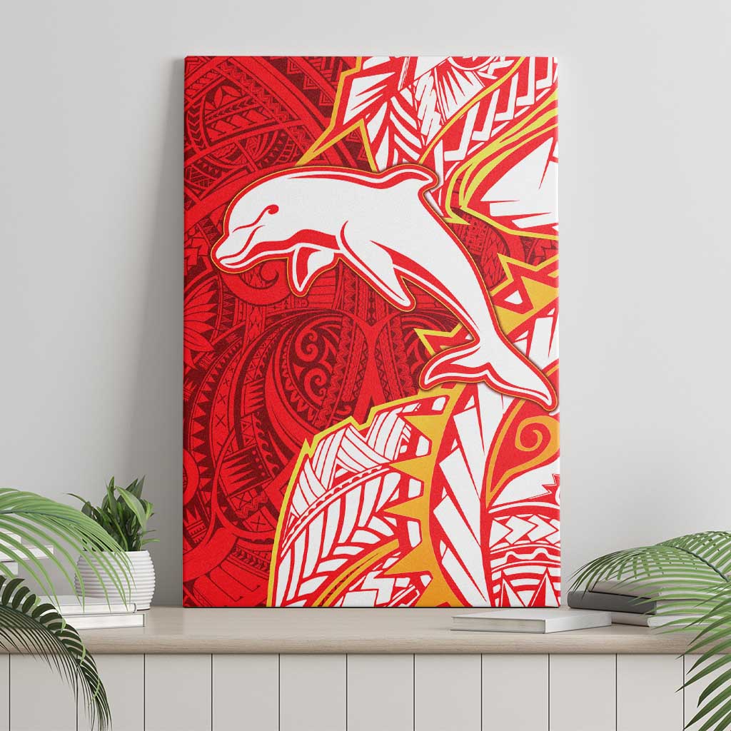 Dolphins Canvas Wall Art Polynesian Tribal Tattoo Pacific Sport Art