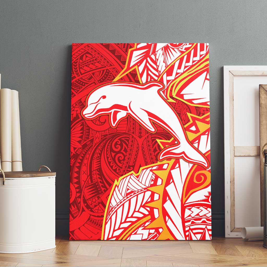 Dolphins Canvas Wall Art Polynesian Tribal Tattoo Pacific Sport Art