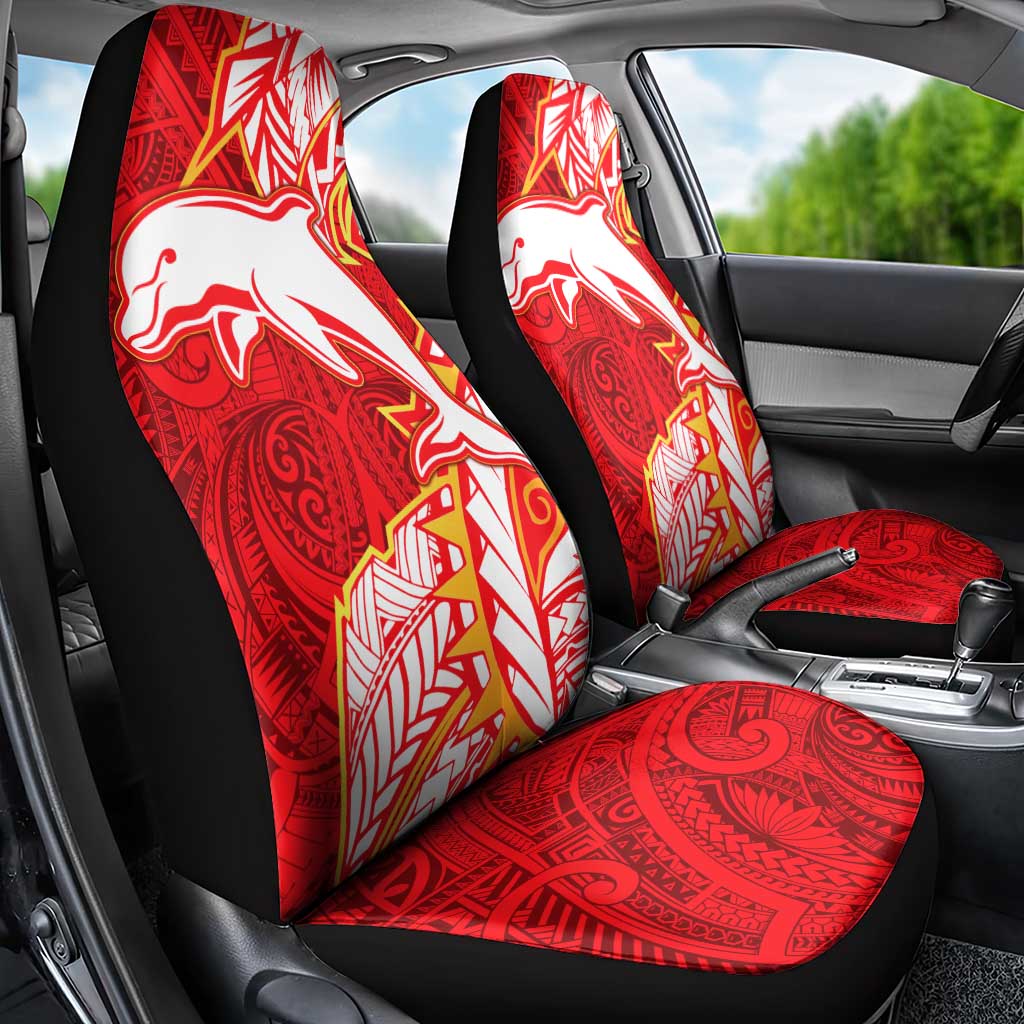 Dolphins Car Seat Cover Polynesian Tribal Tattoo Pacific Sport Art