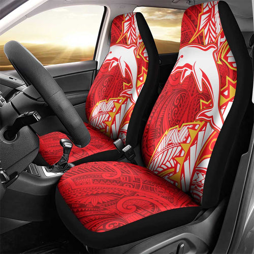 Dolphins Car Seat Cover Polynesian Tribal Tattoo Pacific Sport Art