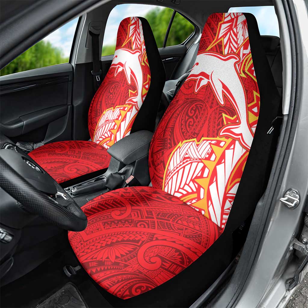 Dolphins Car Seat Cover Polynesian Tribal Tattoo Pacific Sport Art