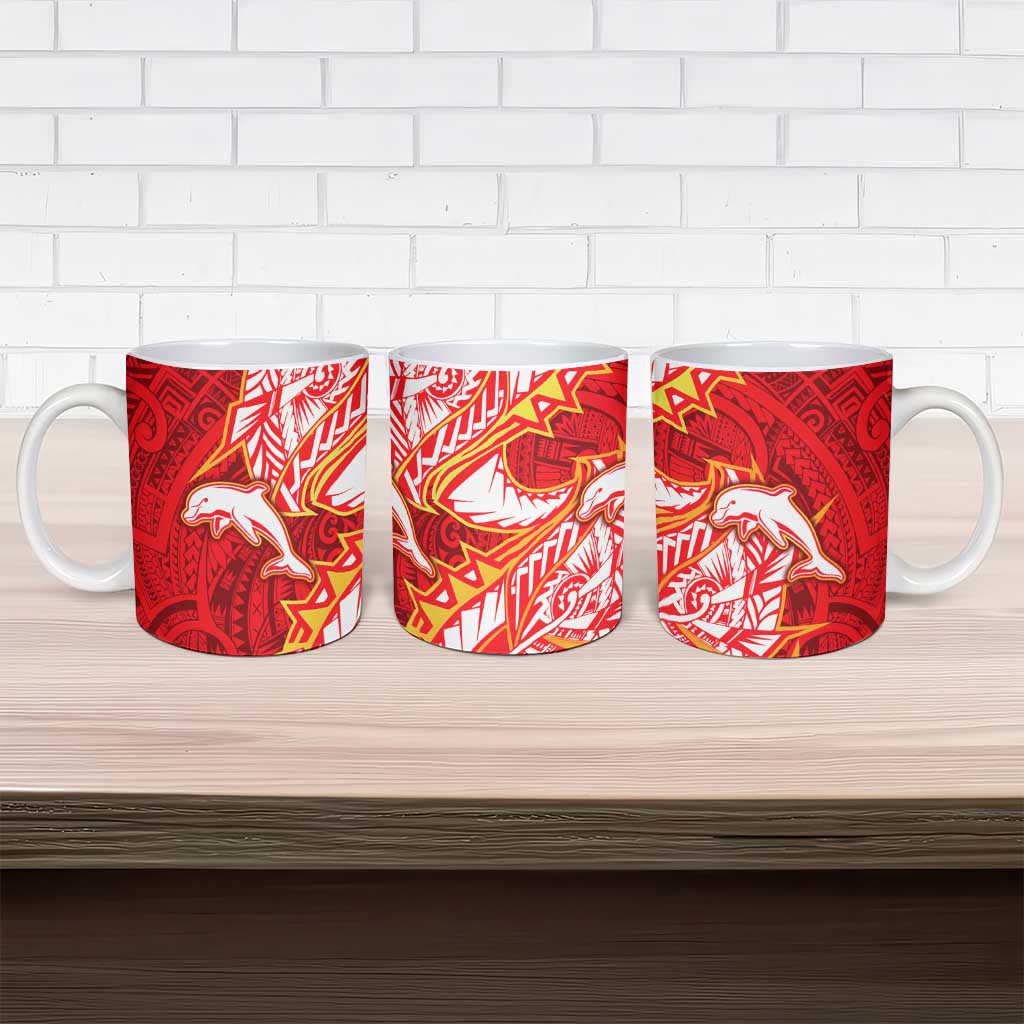Dolphins Ceramic Mug Polynesian Tribal Tattoo Pacific Sport Art