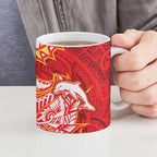 Dolphins Ceramic Mug Polynesian Tribal Tattoo Pacific Sport Art