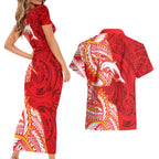 Dolphins Couples Matching Short Sleeve Bodycon Dress and Hawaiian Shirt Polynesian Tribal Tattoo Pacific Sport Art