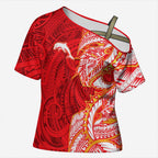 Dolphins Cross Shoulder Shirt Polynesian Tribal Tattoo Pacific Sport Art