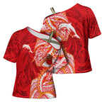 Dolphins Cross Shoulder Shirt Polynesian Tribal Tattoo Pacific Sport Art