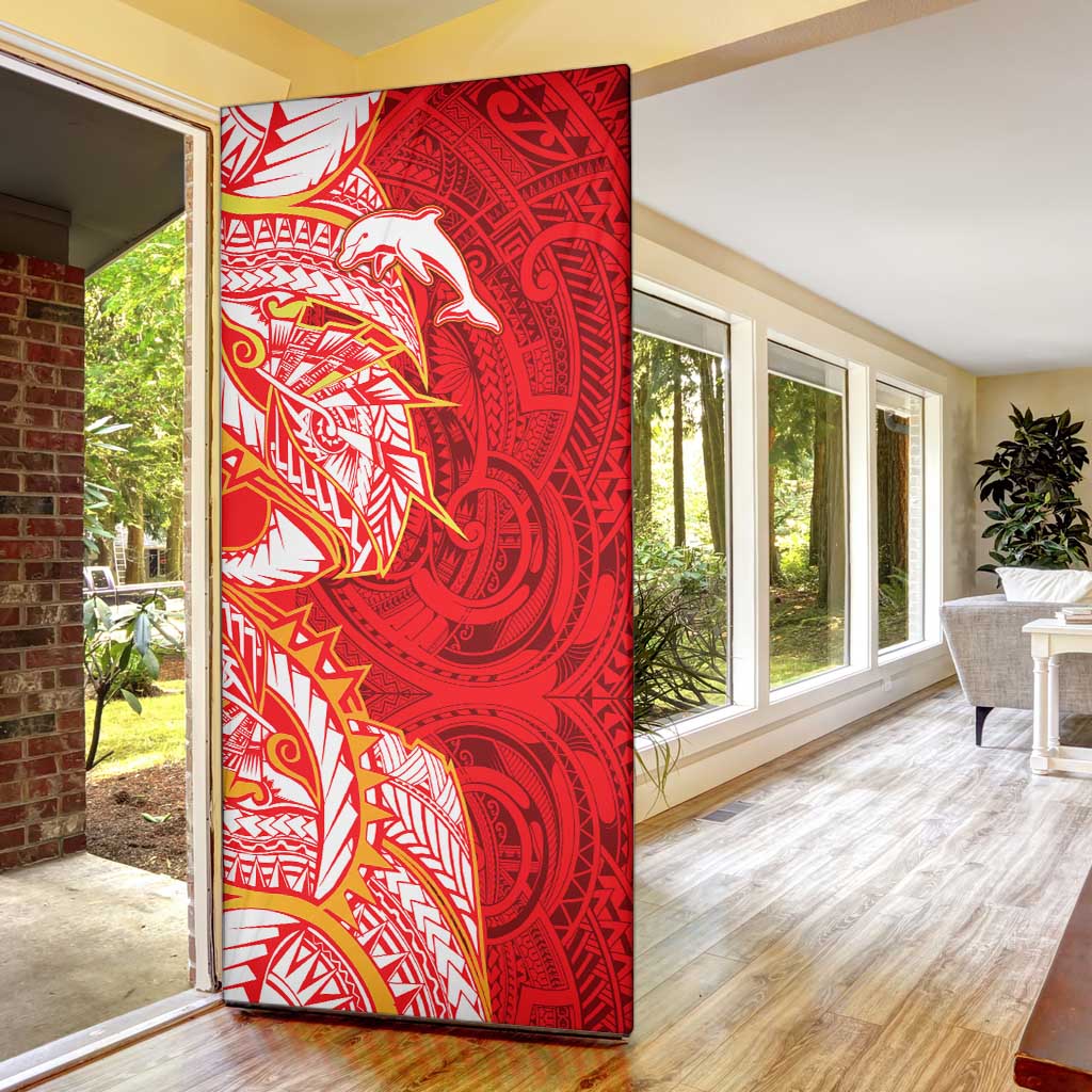 Dolphins Door Cover Polynesian Tribal Tattoo Pacific Sport Art