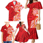 Dolphins Family Matching Mermaid Dress and Hawaiian Shirt Polynesian Tribal Tattoo Pacific Sport Art