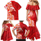 Dolphins Family Matching Mermaid Dress and Hawaiian Shirt Polynesian Tribal Tattoo Pacific Sport Art