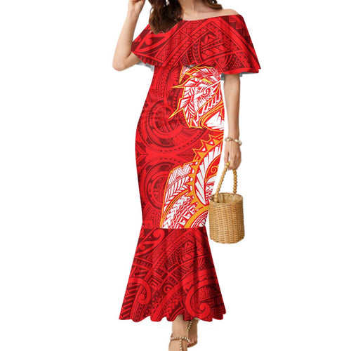Dolphins Family Matching Mermaid Dress and Hawaiian Shirt Polynesian Tribal Tattoo Pacific Sport Art
