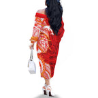 Dolphins Family Matching Off The Shoulder Long Sleeve Dress and Hawaiian Shirt Polynesian Tribal Tattoo Pacific Sport Art