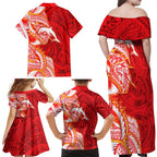 Dolphins Family Matching Off Shoulder Maxi Dress and Hawaiian Shirt Polynesian Tribal Tattoo Pacific Sport Art