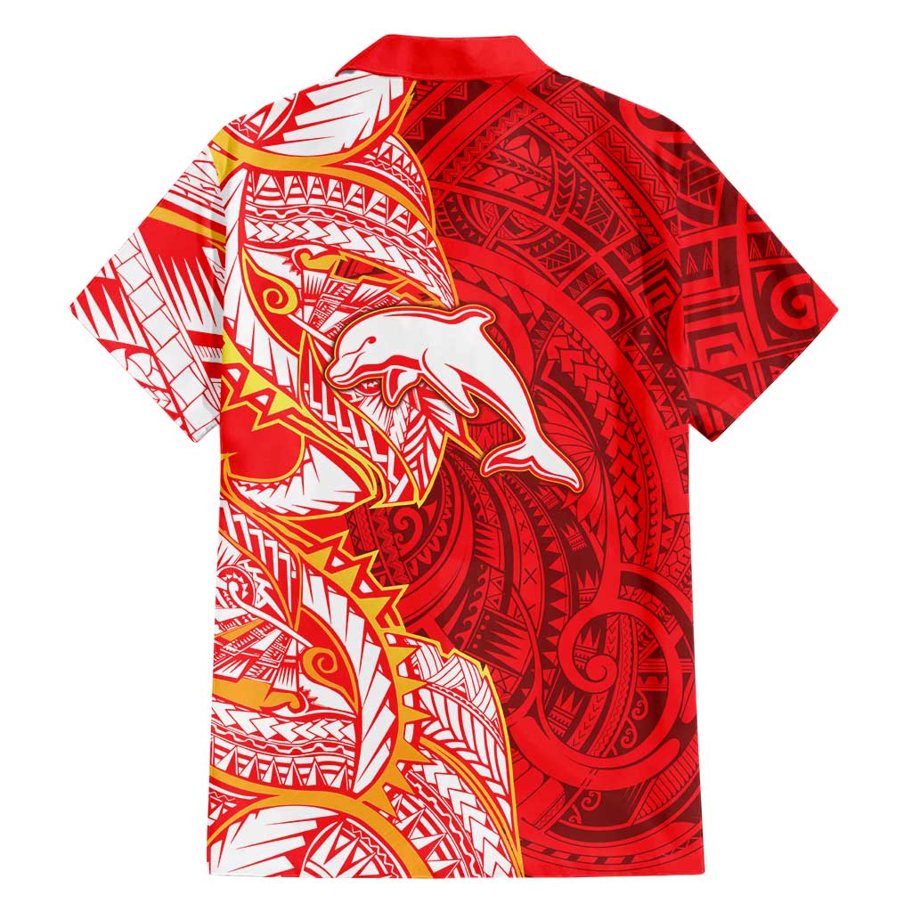 Dolphins Family Matching Off Shoulder Maxi Dress and Hawaiian Shirt Polynesian Tribal Tattoo Pacific Sport Art